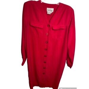 Victoria Soie Women’s Dress Size10 Hot Pink With Shoulder Pads 100% Silk Vintage